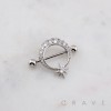 MULTI CZ STAR TOP 316L SURGICAL STEEL NIPPLE RING SHIELD